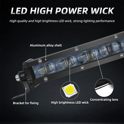 8/14/20" 12-24V Spotlight LED Light Bar Offroad Slim Barra LED Work Light Bar for Truck Atv Car Driving Fog Light Accessories