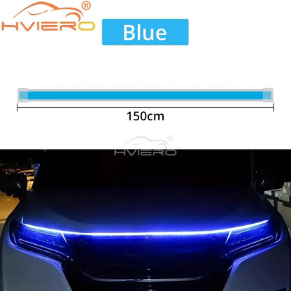 Car LED Lights Bar 59in 12V Hood Lamping Start Scanning Universal Flexible Auto Decorative Atmospheric Dynamic Bulb Accessories