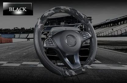 3D Camouflage Print Steering Wheel Cover  Durable Leather Cover with Anti-Slip Lining, Fit for 14.5"-14.8"