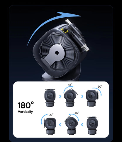 Baseus Car Charger 60W 100W 30W 240W 4 ports Built in Dual Retractable Cable PD Fast Charging USB Type-C Car Phone Charger