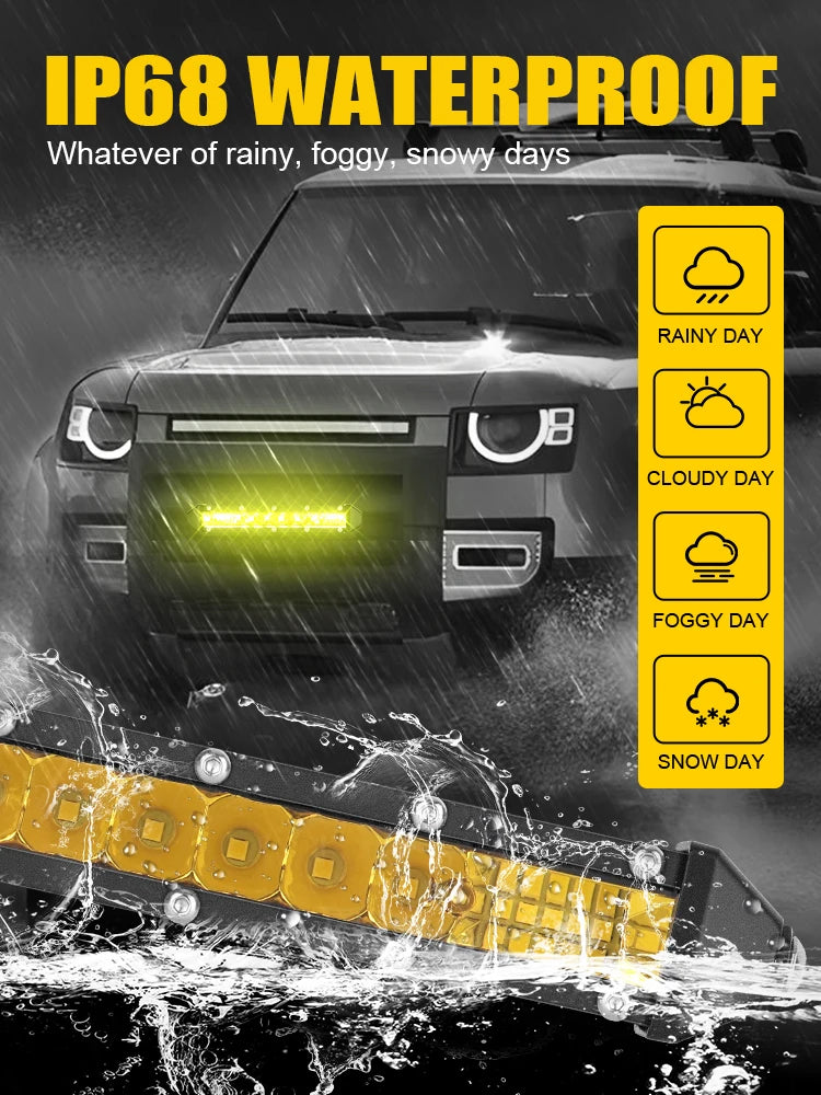 Led Bar for Car 4x4 Off Road Truck Driving Lights 12V 24V Fog Work Light 7 inch Single Row Lightbar UTV ATV SUV Boat Tractor