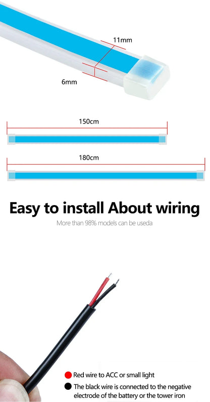 12V 120CM Car LED Daytime Running Light Bar Car Hood Light Bar Car Hood Trim Cover Light Bar Car Hood Ambient Light