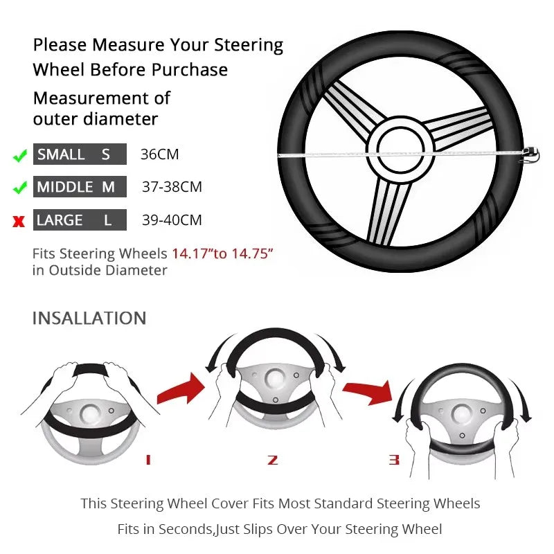 Car Steering Wheel Cover Fashion Leopard Pattern Non-Slip 38 cm Wheel Covers Protection PU For Most Car