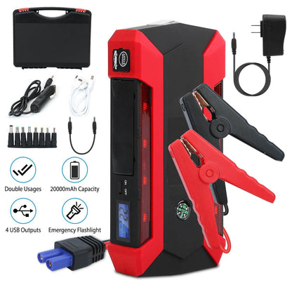 Car Jump Starter Booster with LCD Screen 4 Modes LED Flashlight