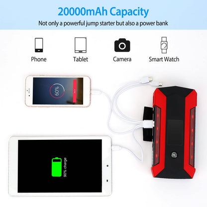 Car Jump Starter Booster with LCD Screen 4 Modes LED Flashlight