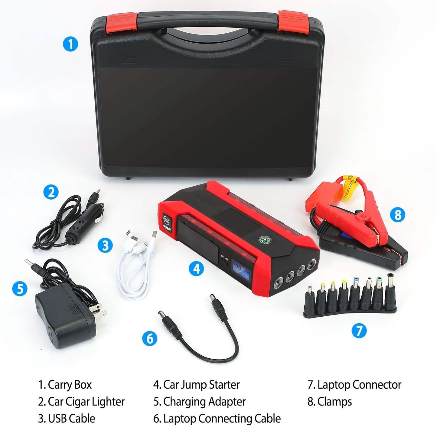 Car Jump Starter Booster with LCD Screen 4 Modes LED Flashlight